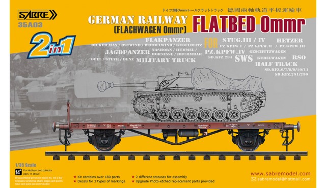 35A03 German Railway FLATBED CAR Ommr (2 in 1)