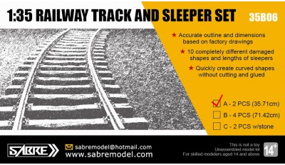 35B06-A RAILWAY TRACK AND SLEEPER SET (2 PCS - Length 35.71 cm)