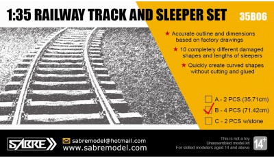 35B06-B RAILWAY TRACK AND SLEEPER SET (4 PCS - Length 71.42 cm)